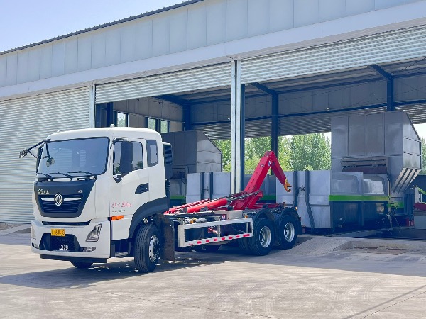 6x4新款東風天龍KL系列車廂可卸式垃圾車|鉤臂車|勾臂車|ZBH5251ZXXDFE6車廂可卸式垃圾車配套垃圾轉運箱